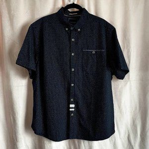 Denim & Flower Short -Sleeve Button Down - XL/44, Navy dot